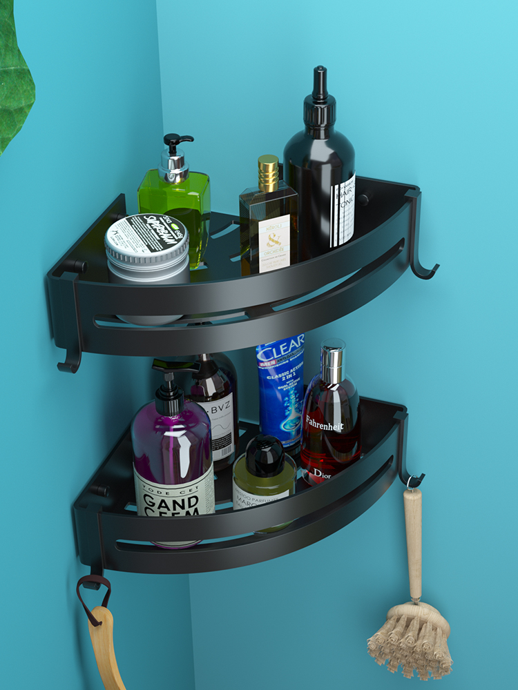 Powder room shelf Wall tripod frame hole-free bathroom wall-mounted bath drain toilet sink storage rack