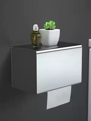 304 stainless steel tissue box Powder room roll toilet paper holder toilet paper box Wall-mounted toilet paper box Punch-free toilet toilet paper box
