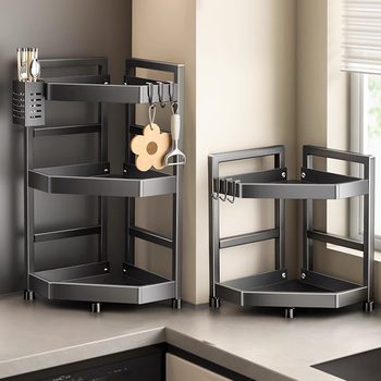 Kitchen shelf countertop stainless steel corner multi-function