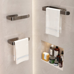 Punch-Free Small Space Towel Rack Small Size Small Apartment Bathroom Short Alumimum Towel Rod Bathroom Towel Rod