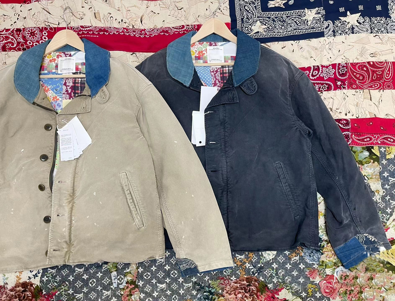 Visvim Fil 23Ss Purser Deck Nakamura Splash-Ink Washed Distressed Jacket Deck Jacket