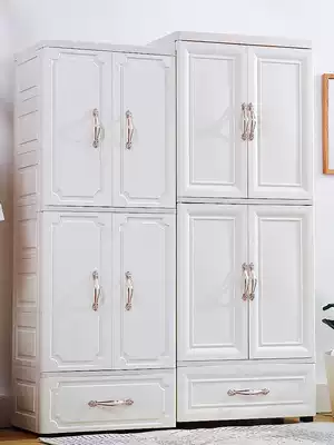 Thickened double-door storage cabinet Drawer Baby children children wardrobe wardrobe Plastic storage cabinet clothes finishing cabinet