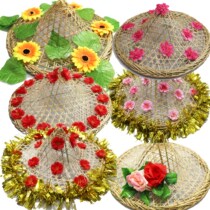 Square Dance Performance Bucket Hat Hat Childrens Kindergarten Dance Performance Bucket Hat Hat Pure Handmade Bamboo choreographers Huan womens Ogasawara