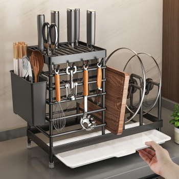 Kitchen knife rack multi-function kitchen knife chopping board rack cutting board cover knife chopsticks integrated storage rack
