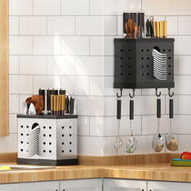 Chopsticks basket holder wall-mounted household drain chopsticks kitchen spoon Knife holder chopsticks bucket integrated storage box