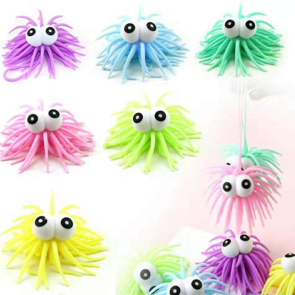 5-pack convex eye hair ball Luminous ball Vent ball Sea urchin pull ball Decompression decompression cute soft rubber toy
