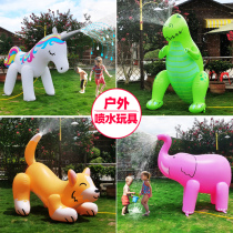 Summer childrens outdoor water spray unicorn giant inflatable animal Lawn beach children play water elephant Dinosaur