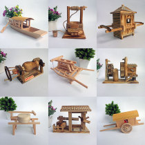 Water Tanker Model Small Manual Wind Paramour Artwork Furnishing Farm Furniture Wood Windmill Craft Retro Decoration Handicraft Office