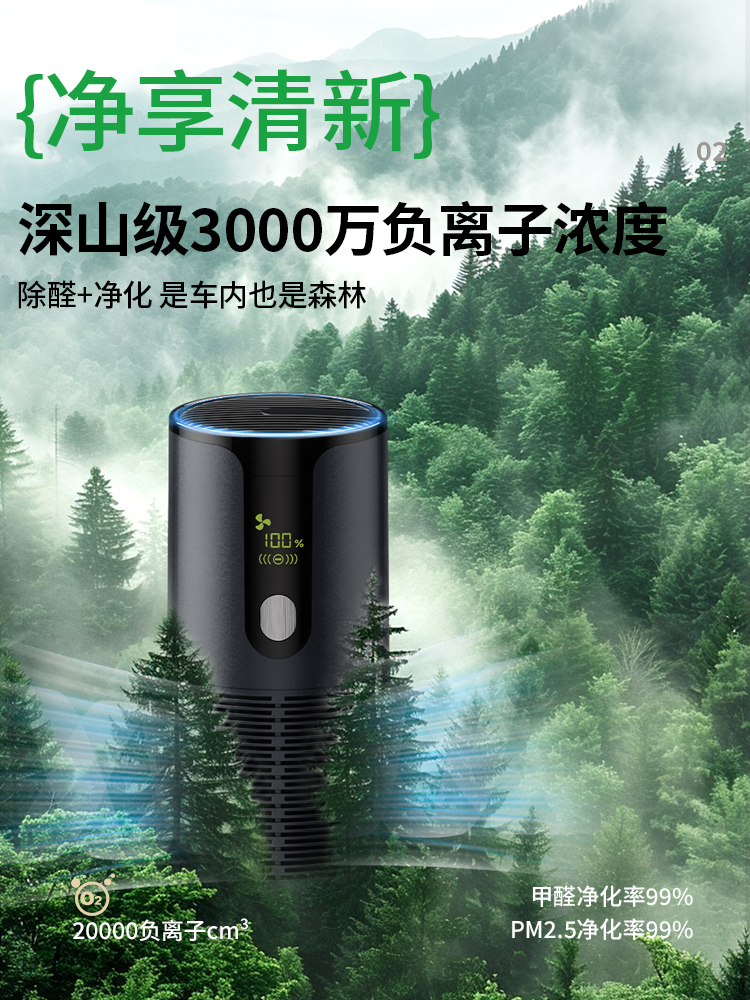 Car Air Purifier Removes Pm2.5 and Negative Ions in the Car, Eliminating Formaldehyde and Odors in New Cars