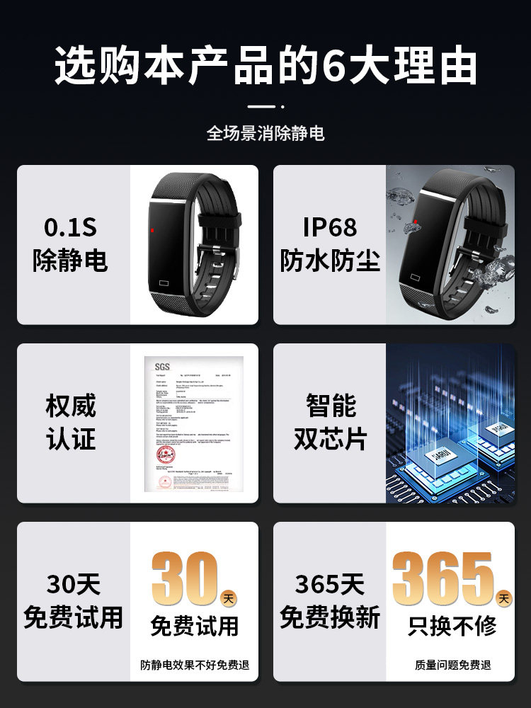 Leiben Anti-Static Wristband Releaser, Autumn and Winter Essential, Static Eliminator, Removes Static Electricity from the Body, Wireless Anti-Static