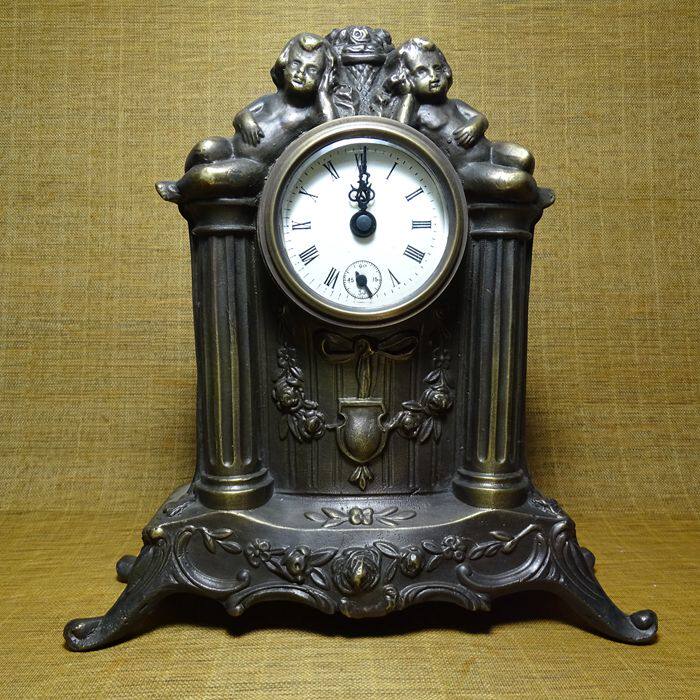 Ancient Play Watch Collection Ancient Pure Copper Double Angel Old Mechanical Watches European-style Bell Household Accessories