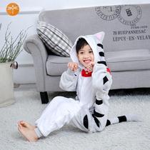  Childrens pajamas Autumn and winter dinosaur flannel dinosaur cartoon one-piece boy girl baby parent-child animal home clothes