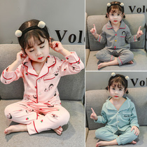  Childrens suit pajamas spring and autumn boys pure cotton childrens autumn and winter models men and women children anti-kick baby Class A foreign style