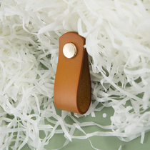 Nordic modern minimalist first-level cowhide handle wine cabinet shoe cabinet bathroom cabinet door leather handle childrens room color