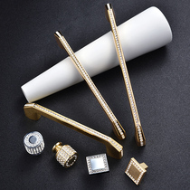 European American hand inlaid crystal diamond handle Wardrobe door Cabinet door drawer Rhinestone long handle Single hole small