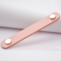 Modern simple Nordic light luxury invisible European leather handle Pale pink first layer cowhide wardrobe door drawer handle