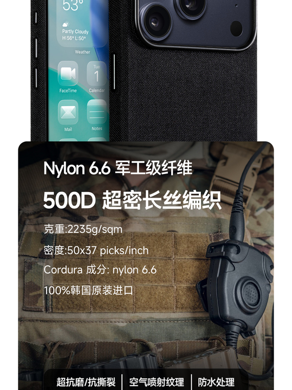 Cordura Ballistic Nylon Weave Minimalist iPhone Case
