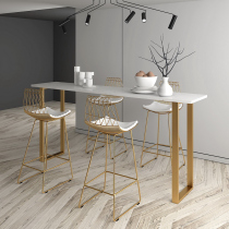 Nordic marble bar table and chairs leaning against wall High foot table tennis red milk tea shop table and chairs Domestic floating window balcony long table