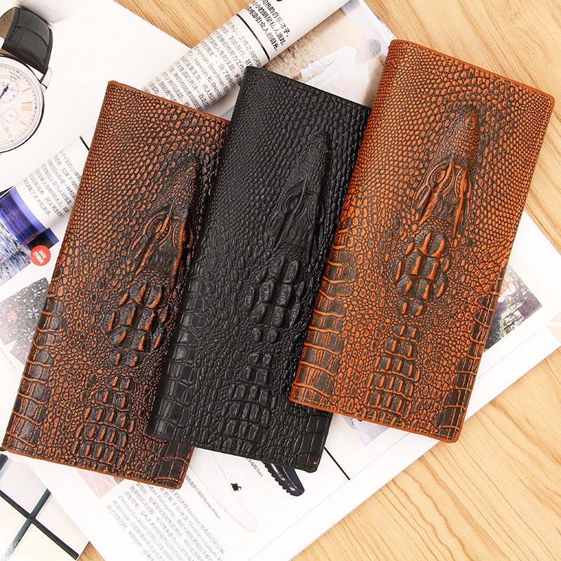 Men's long version fashion business crocodile pattern wallet multi-functional large-capacity trend mobile phone wallet coin wallet