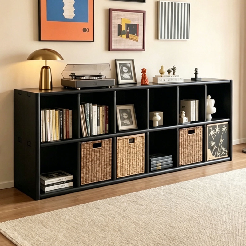 Solid Wood Bookshelf, Kalek Grid Cabinet, Living Room Storage Rack, Bauhaus Bookcase, Black Storage Low Cabinet, Storage Cabinet Solid Wood Bookshelf, Kalek Grid Cabinet, Living Room Storage Rack, Bauhaus Bookcase, Black Storage Low Cabinet, Storage Cabinet
