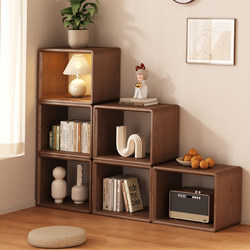 Solid Wood Bookshelf, Floor-Standing Storage Rack, Study Room Storage Display Cabinet, Children's Creative Bookcase, Freely Combinable Grid Cabinet