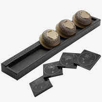 Shima said that Wu Jinshi cup holder Spring summer autumn and winter shadow carving coaster Natural stone tea table Tea ceremony accessories Tea tray