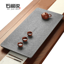 Stone room said natural black gold stone tea tray Stone head tea table tea set household simple carving black gold stone tea sea