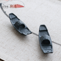 Guanzao handmade natural black gold stone tea pet smooth sailing stone handle parts Tea accessories can raise tea pet ornaments