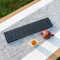 Guanzao natural handmade black gold stone tea plate Black gold stone pot Chengqian bubble table Stone tea plate Heart Sutra tea set ornaments