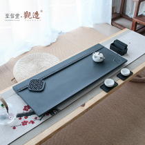 Guanzao natural black gold stone tea tray Black gold stone tea table Household tea sea Simple stone tea tray Hollow stone tea tray