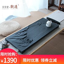 Guanzao natural black gold stone tea tray Household stone tea table stone tea sea black gold stone tea tray Kung Fu tea set simple