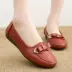 Giày nữ mùa hè năm 2020 giày đơn đế mềm đế phẳng phước lành nơ giày da phụ nữ giản dị giày mẹ thấp - Giày cắt thấp