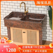 Outdoor laundry pool full stone integrated with washboard household balcony outdoor courtyard stone pool marble laundry trough