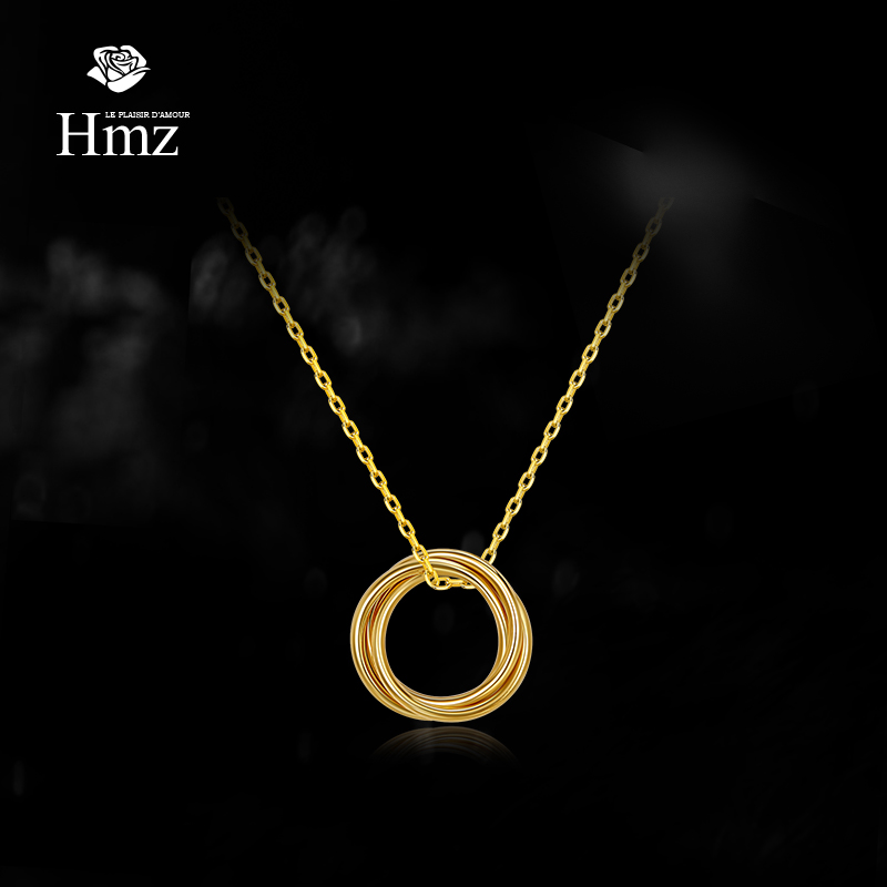 French HMZ double-ring necklace women's niche design collarbone chain 2022 new women's high-end fashion pendant