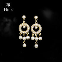 French HMZ Palace Circle Pearl Earrings Earrings Female Summer Niche Design Sensfeel 2022 New Tide Ear Pendant Women