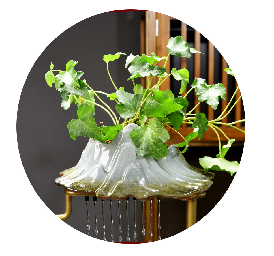 Zen new Chinese style flower water fountain money plant plant household desktop furnishing articles creative ceramic hydroponic flower pot