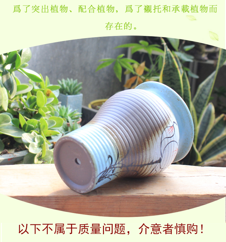 Hand - made fleshy zhuang zi pot large ceramic coarse pottery indoor flesh of large diameter creative pottery small fleshy flower pot