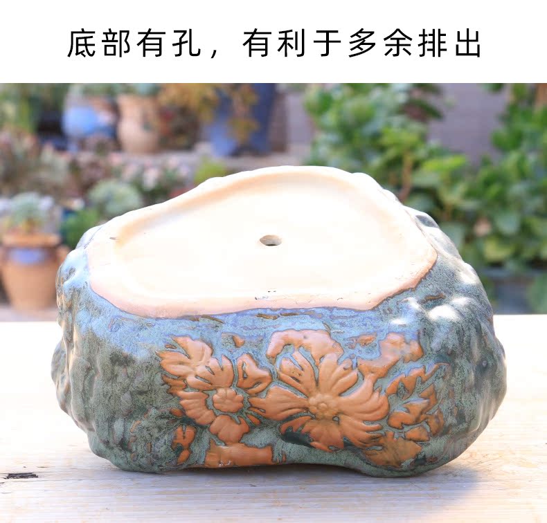 Household fleshy flower pot is oversized caliber platter meat meat the plants potted ceramics through pockets tao special offer a clearance