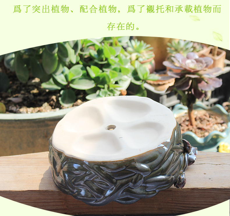 Simple manual meat meat plant big flowerpot platter restoring ancient ways new meaty flowerpot coarse pottery flowerpot ceramic large caliber