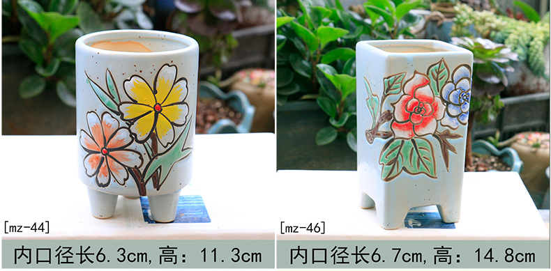 Fleshy flower - pot ceramic biscuit firing TaoHua implement creative mini indoor other Chinese wind restoring ancient ways is hand - made of flowerpot