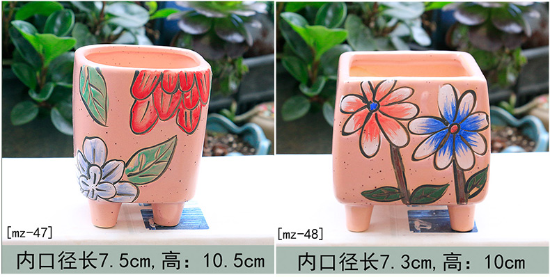 Fleshy flower - pot ceramic biscuit firing TaoHua implement creative mini indoor other Chinese wind restoring ancient ways is hand - made of flowerpot