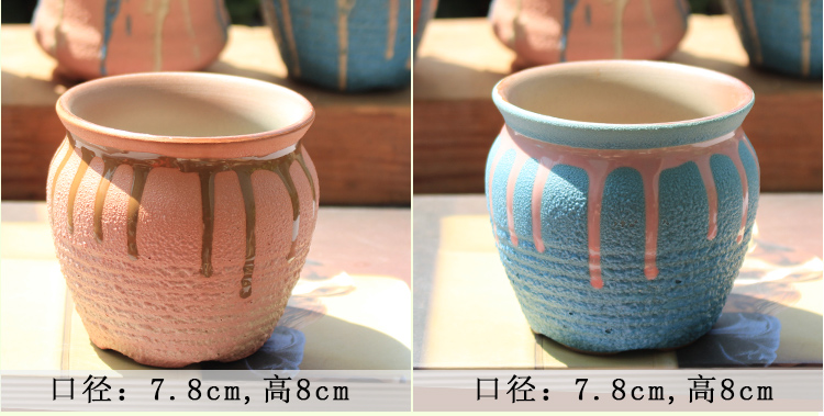 Mercifully glaze flower pot random quaternity ceramic breathable creative move coarse pottery meat meat the plants flower pot in restoring ancient ways