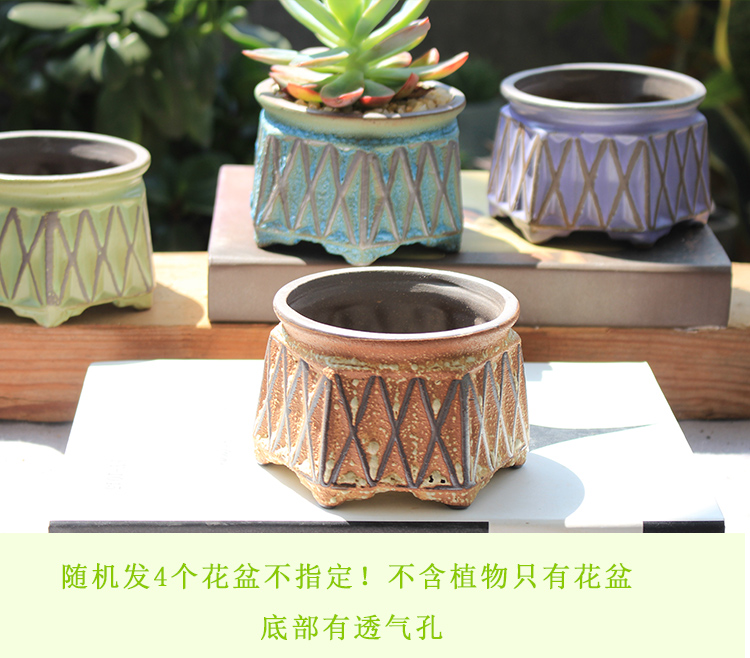 Fleshy flowerpot ceramic glaze bubbles creative interior home decoration thick clay round meat meat flower pot in move