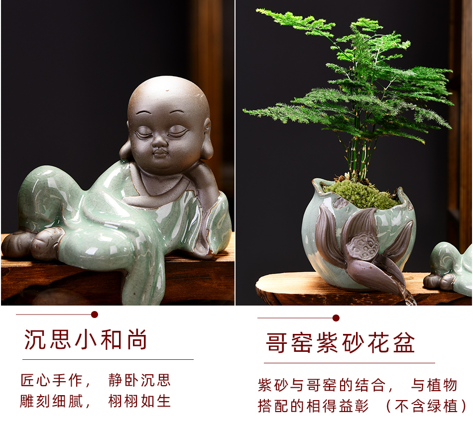 New Chinese style water flower implement creative zen home desktop furnishing articles large Chinese wind miniascape ceramic hydroponic flower pot