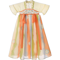 Black buckle glaze girls Hanfu summer children Chinese style thin short-sleeved Mid-Autumn Festival skirt dress spring and autumn