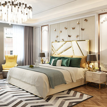 New Port Style Light Luxury Double Bed Brief Modern Bedroom Bed 1 8 m Wedding Bed Leather Bed Mattress Bed Head Cabinet Combination