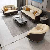 American real leather sofa light extravagant high-end villa living room big family rear modern leather sofa whole set composition furniture