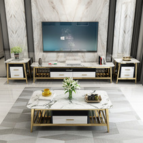 Postmodern light extravagant tea table TV cabinet combination suit modern minimalist small family living room marble tea table