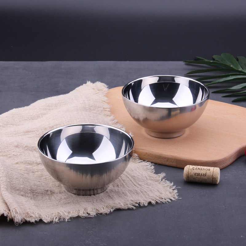 Germany 304 stainless steel children's eating bowl Adult baby tableware double insulation and anti-scalding household small bowl soup bowl