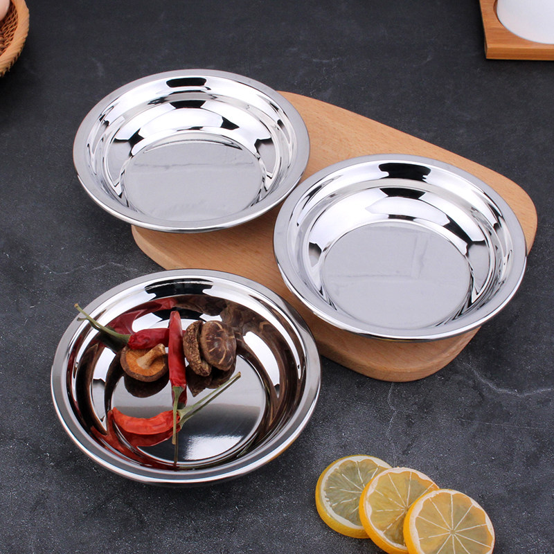 304 stainless steel household thickened vegetable plate small plate barbecue plate fruit plate spit bone plate disc fruit shell plate steaming plate